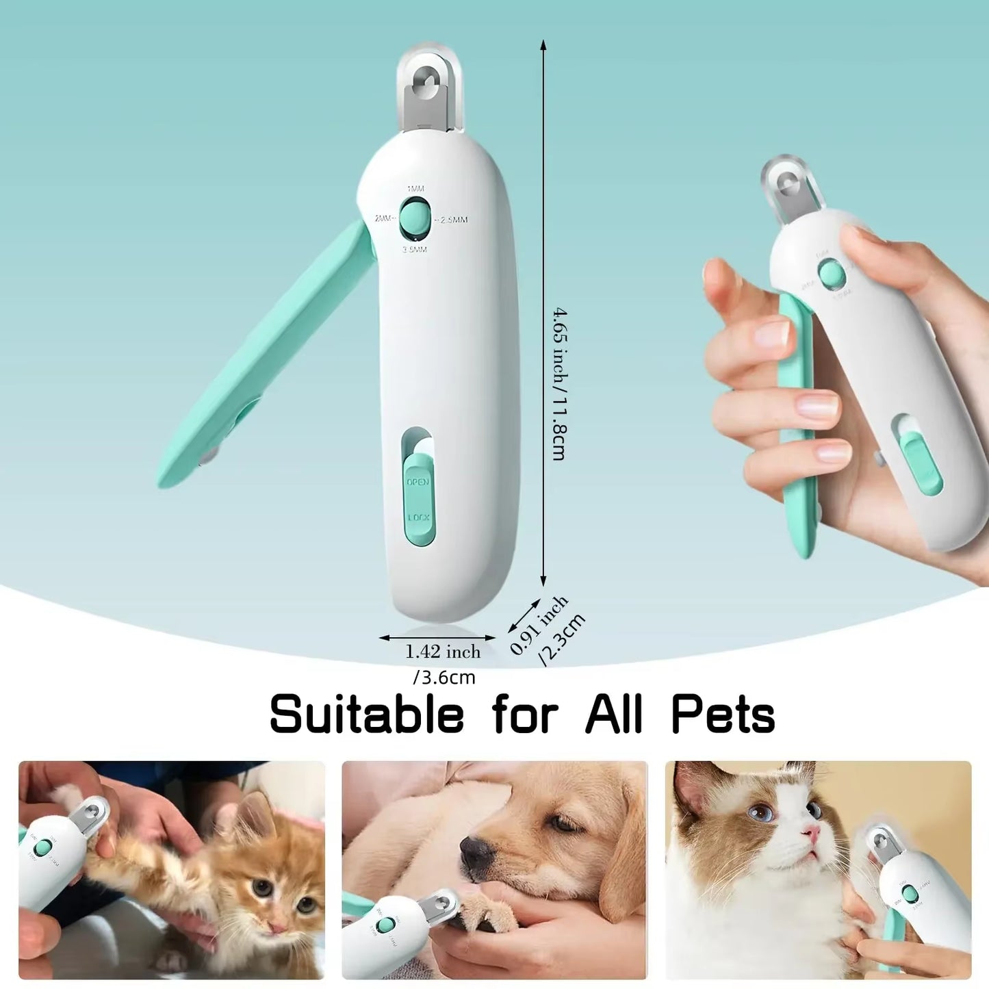 🐾 Adjustable Cat Nail Clipper with Safety Lock – Ergonomic Design and Splash Guard