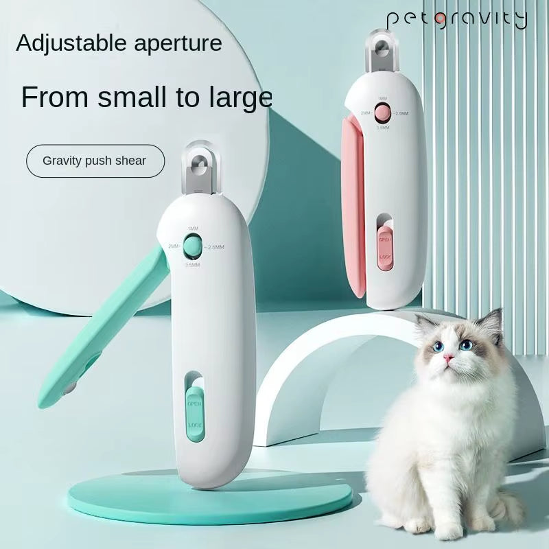 🐾 Adjustable Cat Nail Clipper with Safety Lock – Ergonomic Design and Splash Guard