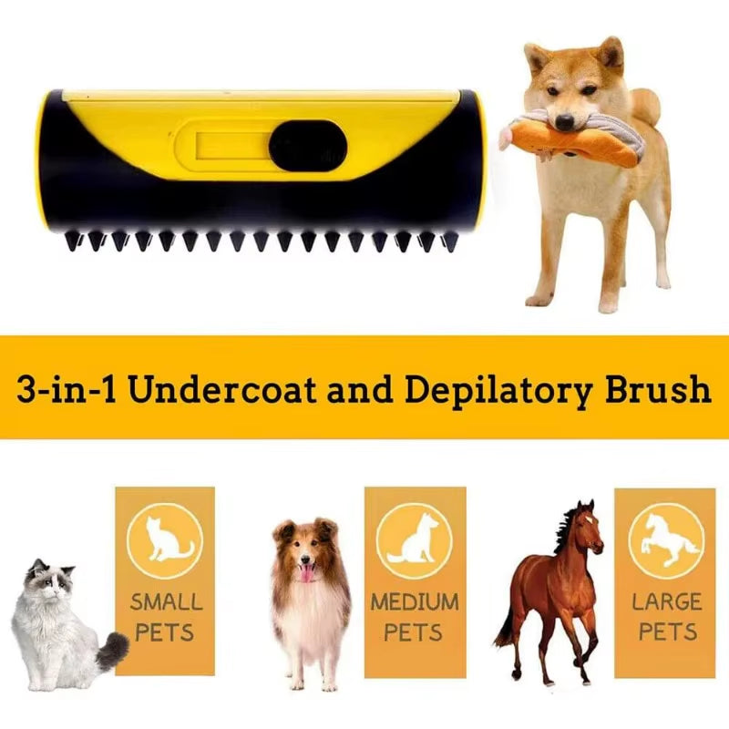 ๐พ 3-in-1 Pet Grooming Brush with Massage Bumps - Effective Deshedding, Grooming & Undercoat Removal Tool